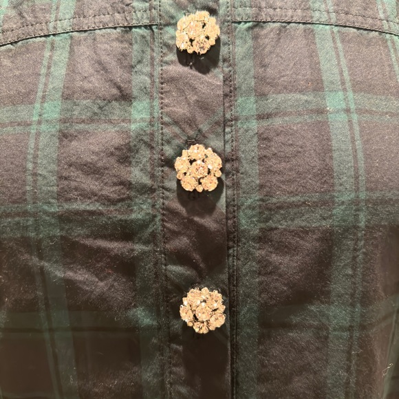 Jcrew tunic in black watch tartan with jewel buttons - Picture 2 of 3